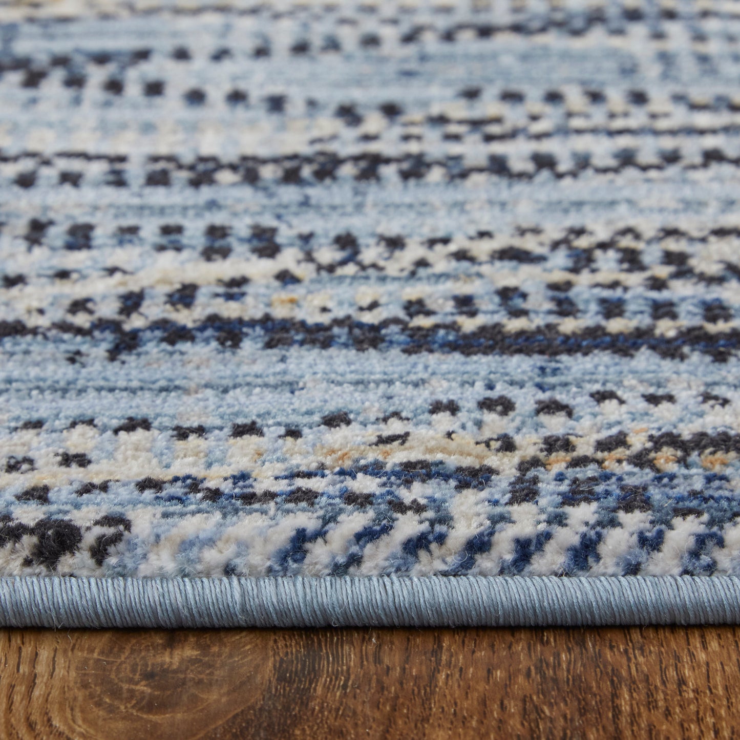 Sonora Modern/Casual/Industrial Abstract/Stripes Blue/Ivory/Tan - Feizy Rug