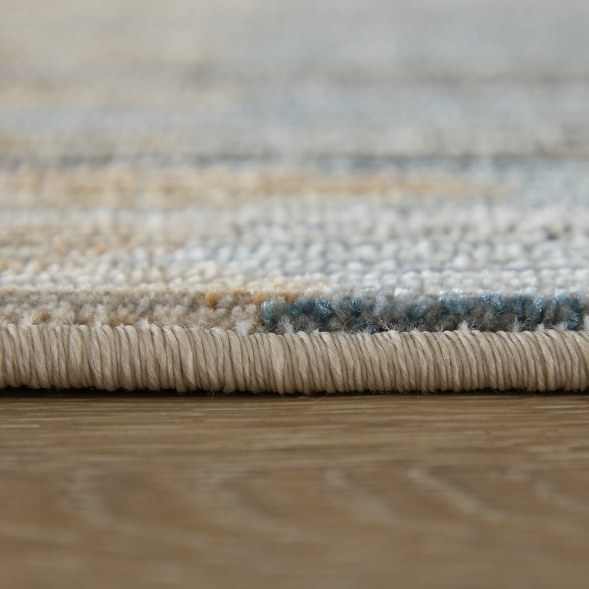 Greenwich Modern Stripes/Abstract/Distressed Ivory/Tan/Blue - Feizy Rug