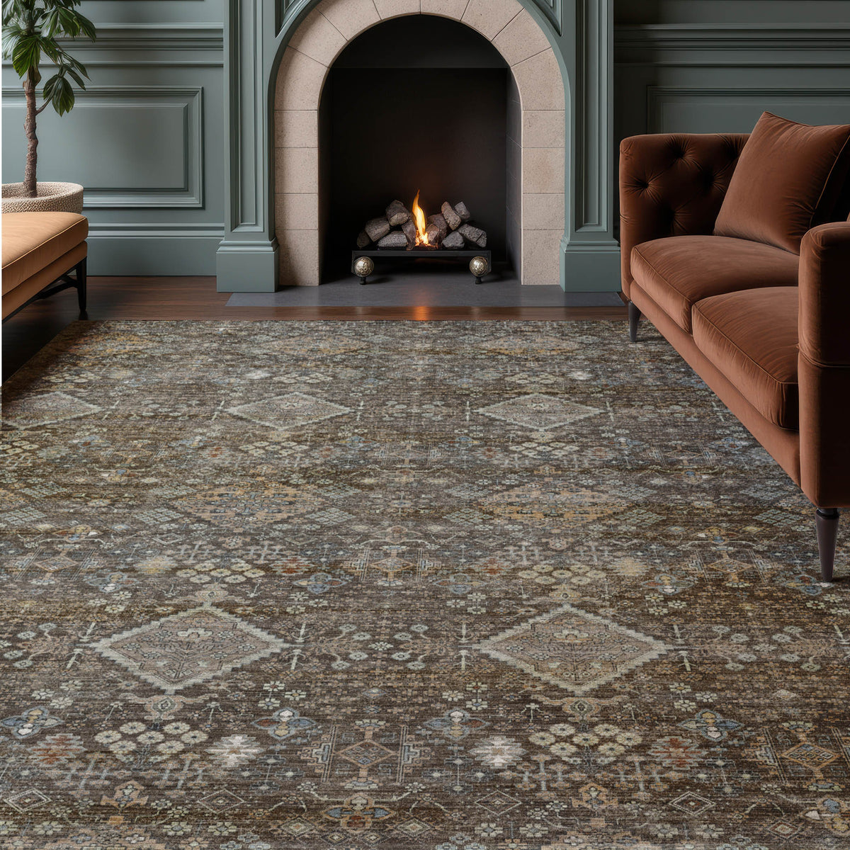 Machine Washable Aristo AR1 Chocolate Rug