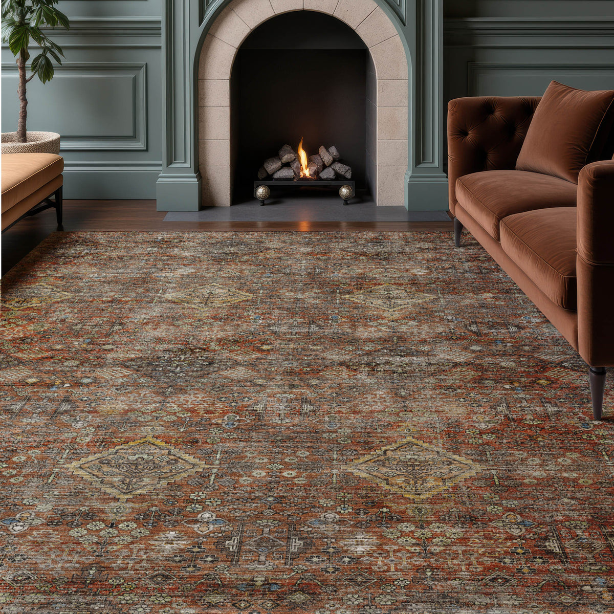Machine Washable Aristo AR1 Paprika Rug