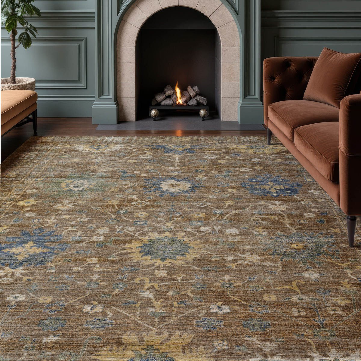 Machine Washable Aristo AR2 Chocolate Rug