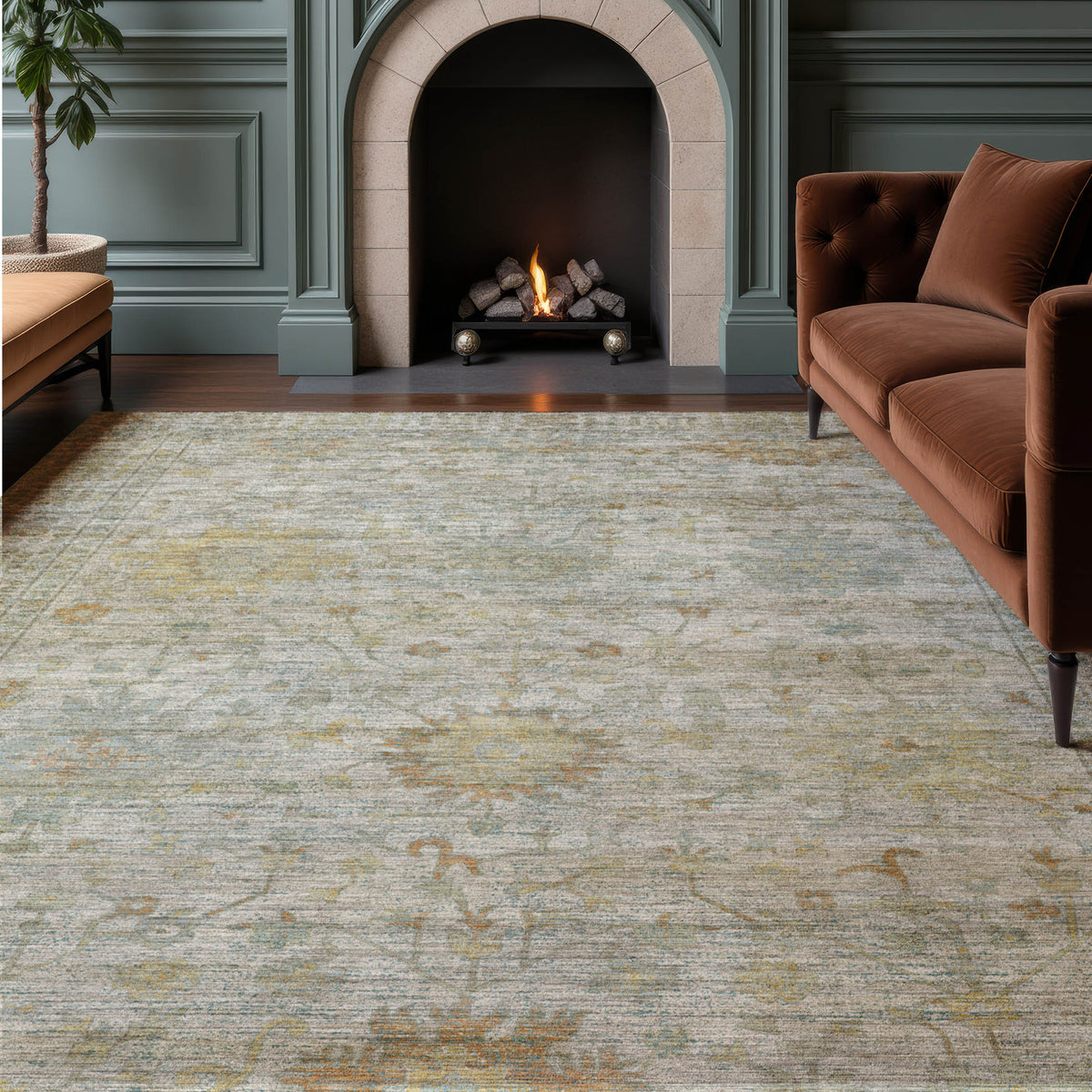 Machine Washable Aristo AR2 Ivory Rug