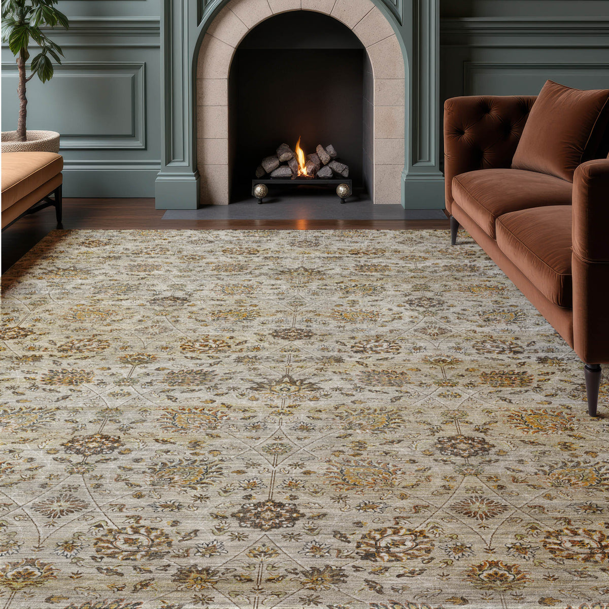 Machine Washable Aristo AR3 Beige Rug