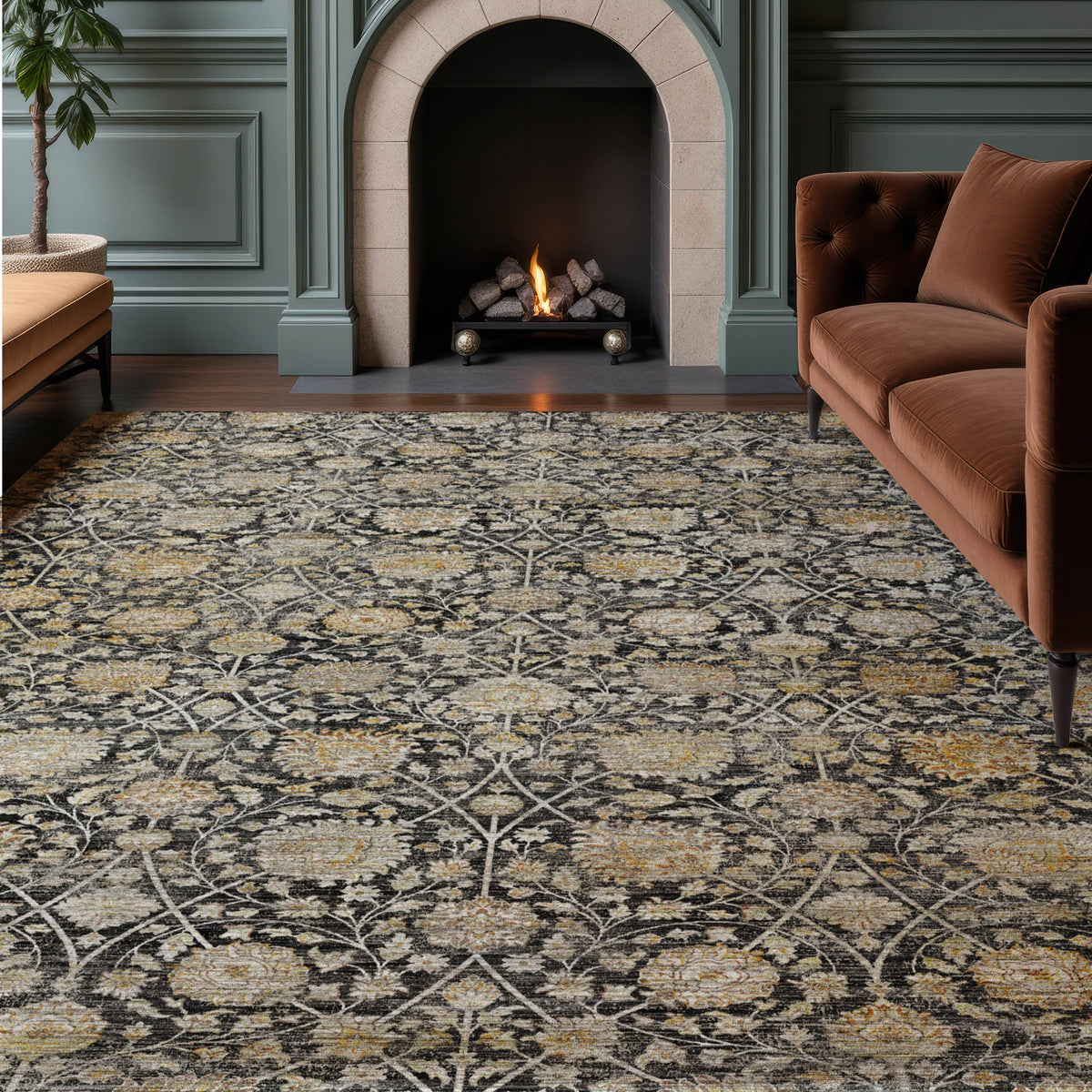 Machine Washable Aristo AR3 Black Rug