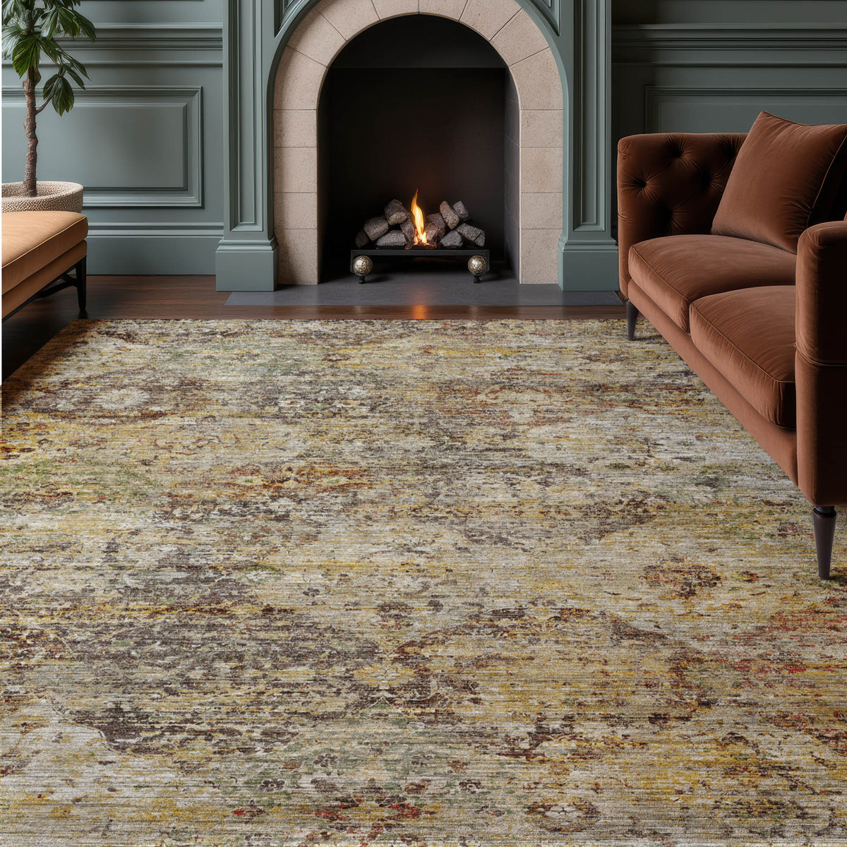 Machine Washable Aristo AR4 Wheat Rug