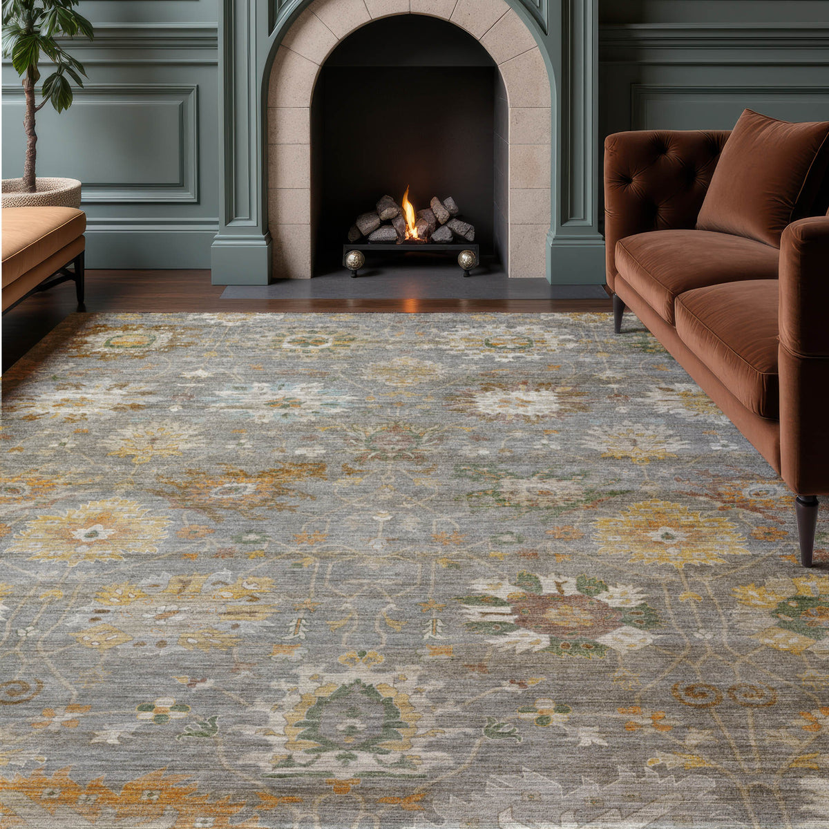 Machine Washable Aristo AR6 Gray Rug