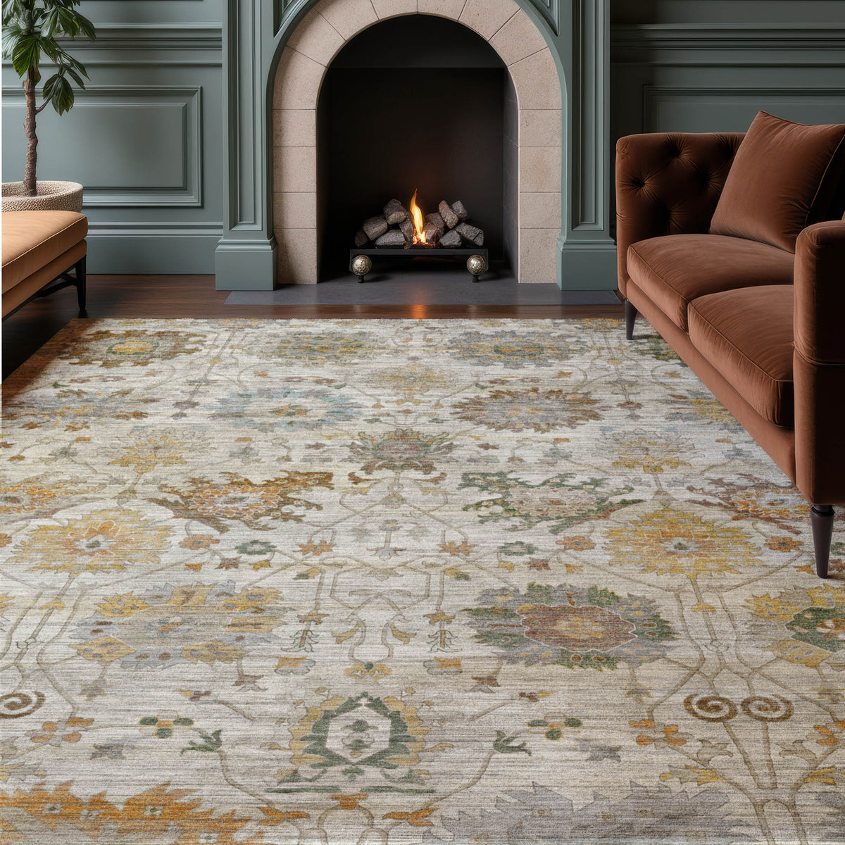 Machine Washable Aristo AR6 Ivory Rug