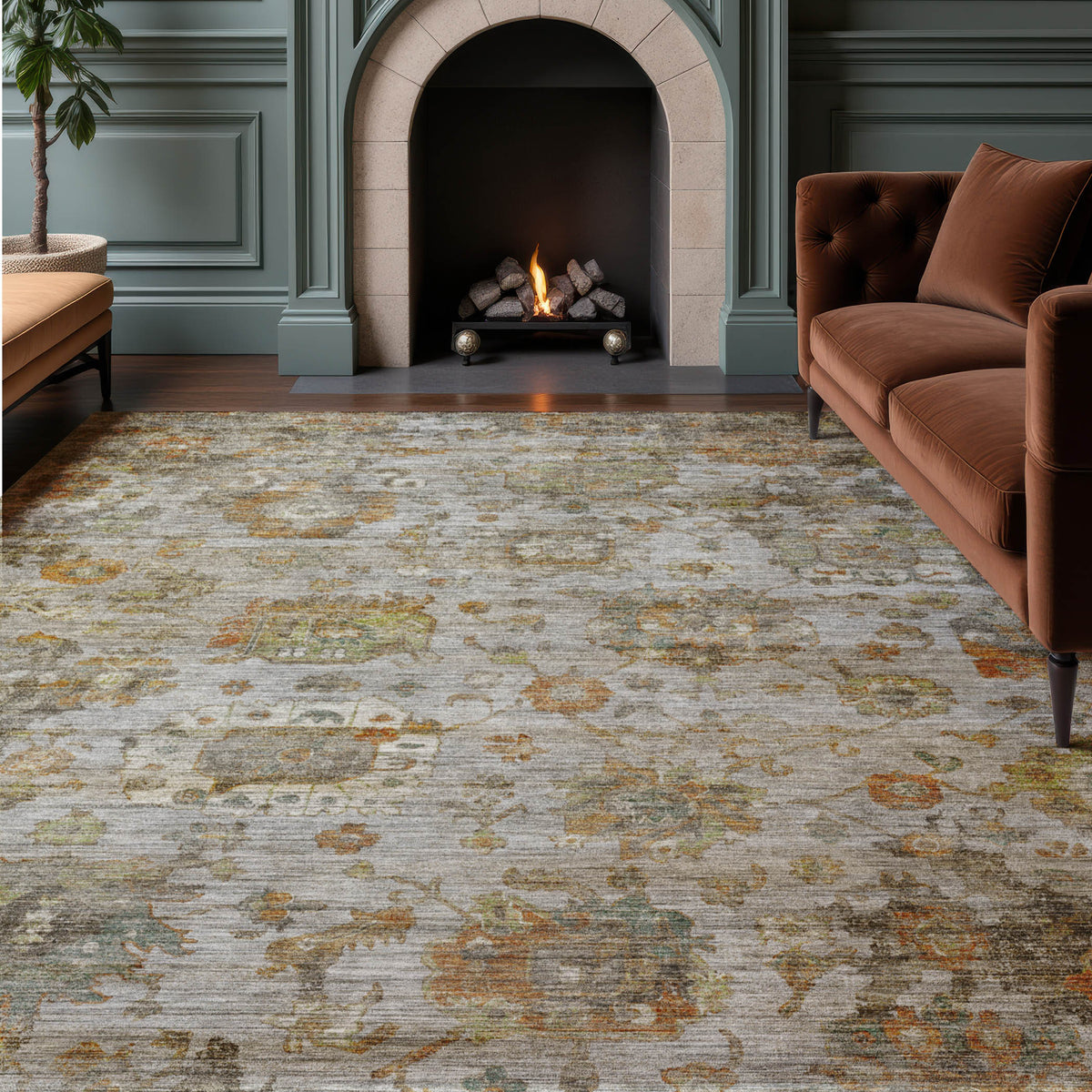 Machine Washable Aristo AR7 Silver Rug