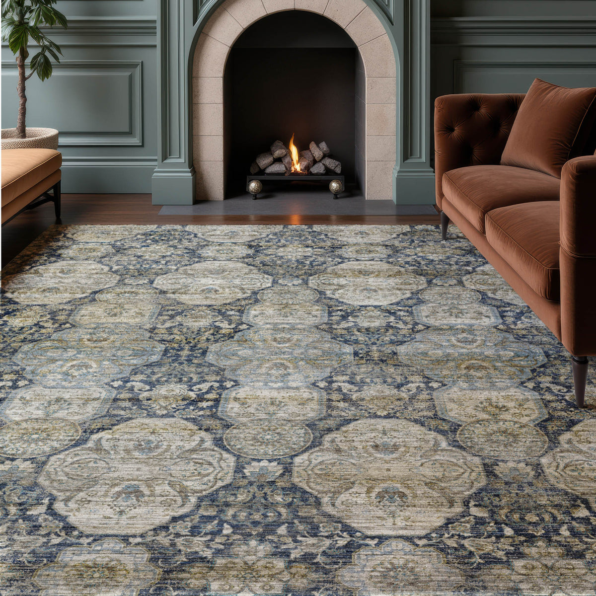 Machine Washable Aristo AR8 Navy Rug