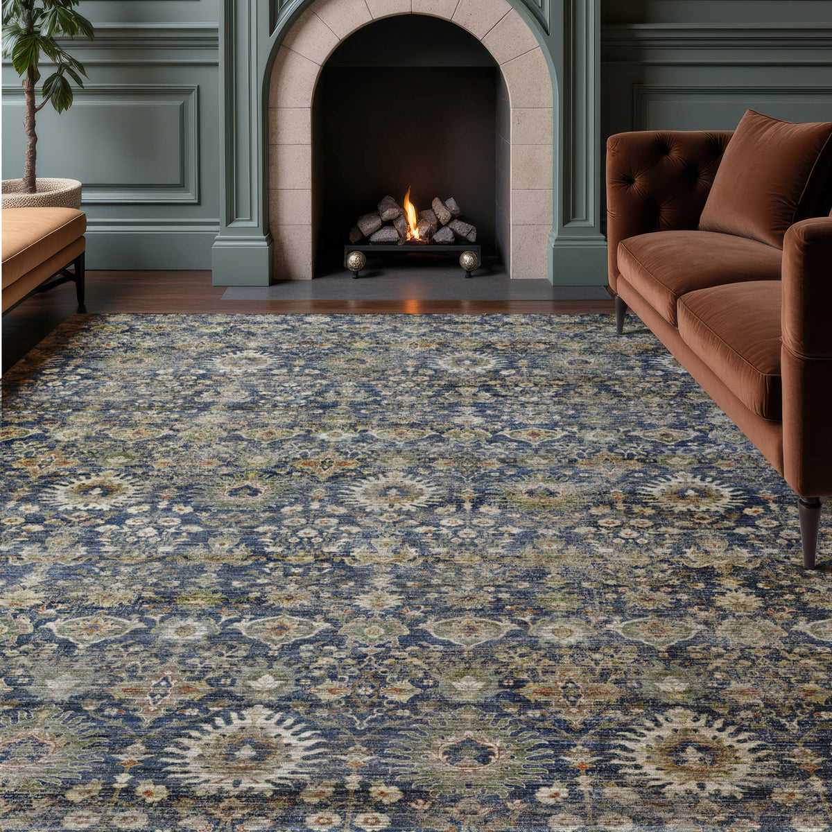 Machine Washable Aristo AR9 Navy Rug
