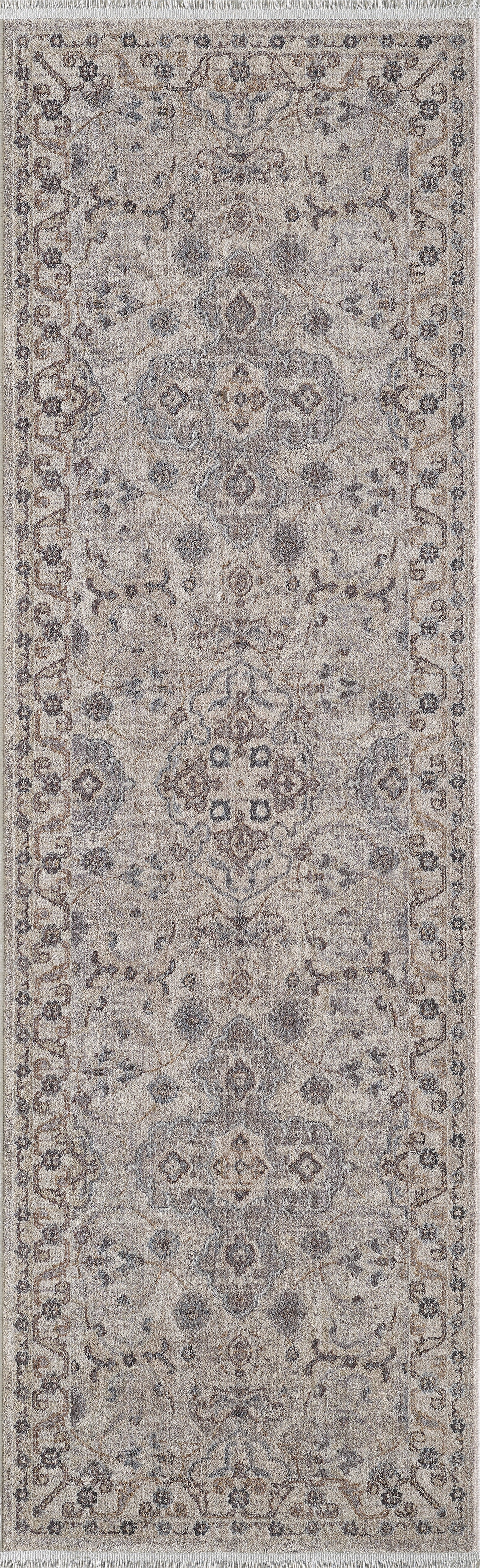 Adele 8801 Ivory Grey Amelia Machine Woven Performance Area Rug - KAS