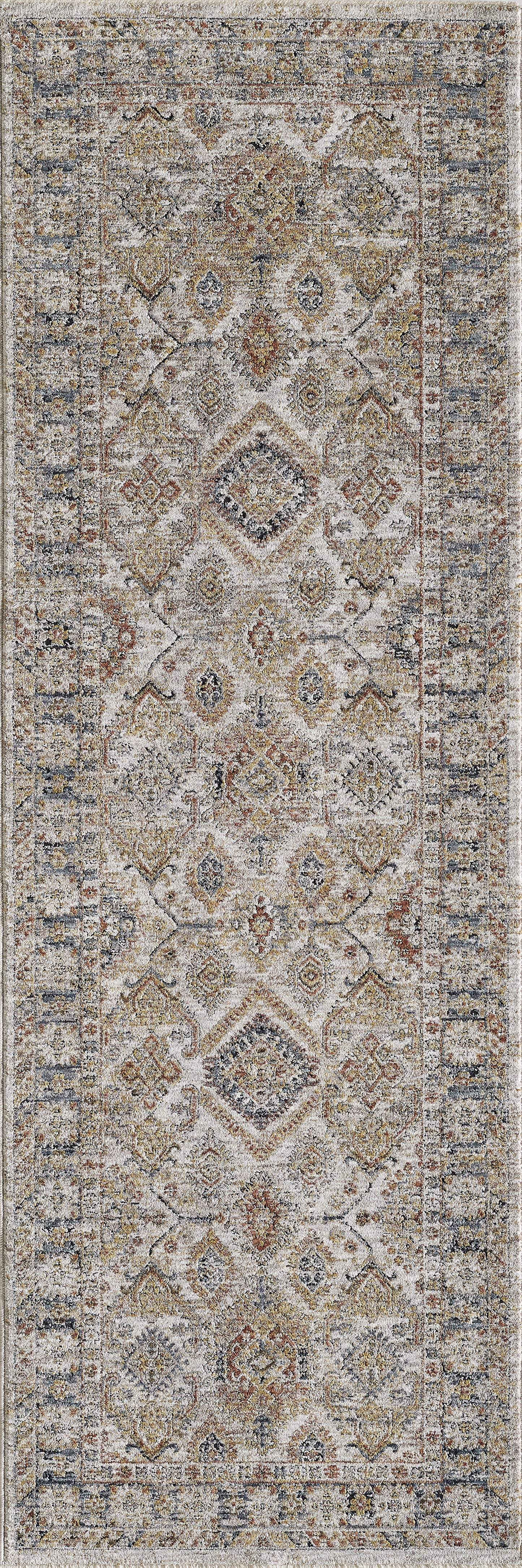 Avani 8400 Ivory Damascus Machine Woven Performance Area Rug - KAS