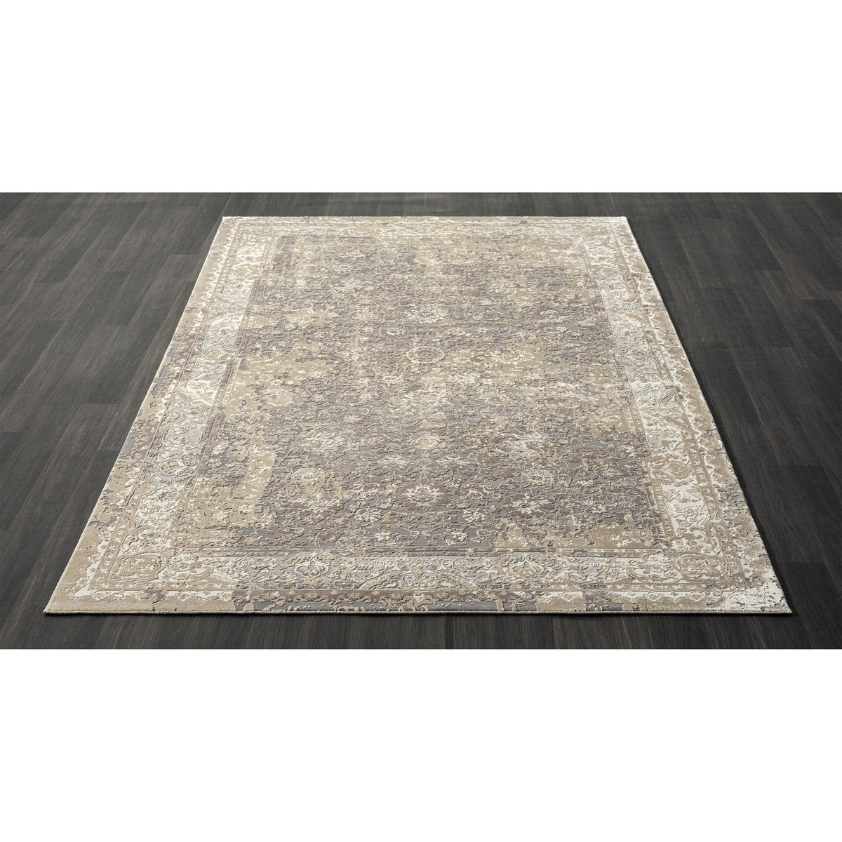 Cheshire Grey Floral/Botanical Classic/Traditional Luxelon Blend Area Rug - detail view