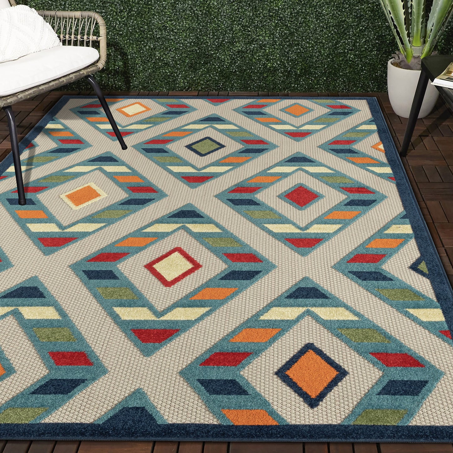 Copa Cabana-81818 Transitional Power-Loomed Multicolor Polypropylene Indoor/Outdoor Area Rug - LR Home