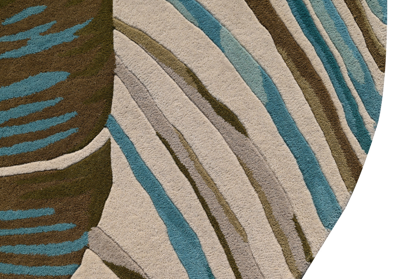 Cove 3002 Ivory/Teal Palms Hand Tufted Area Rug - KAS