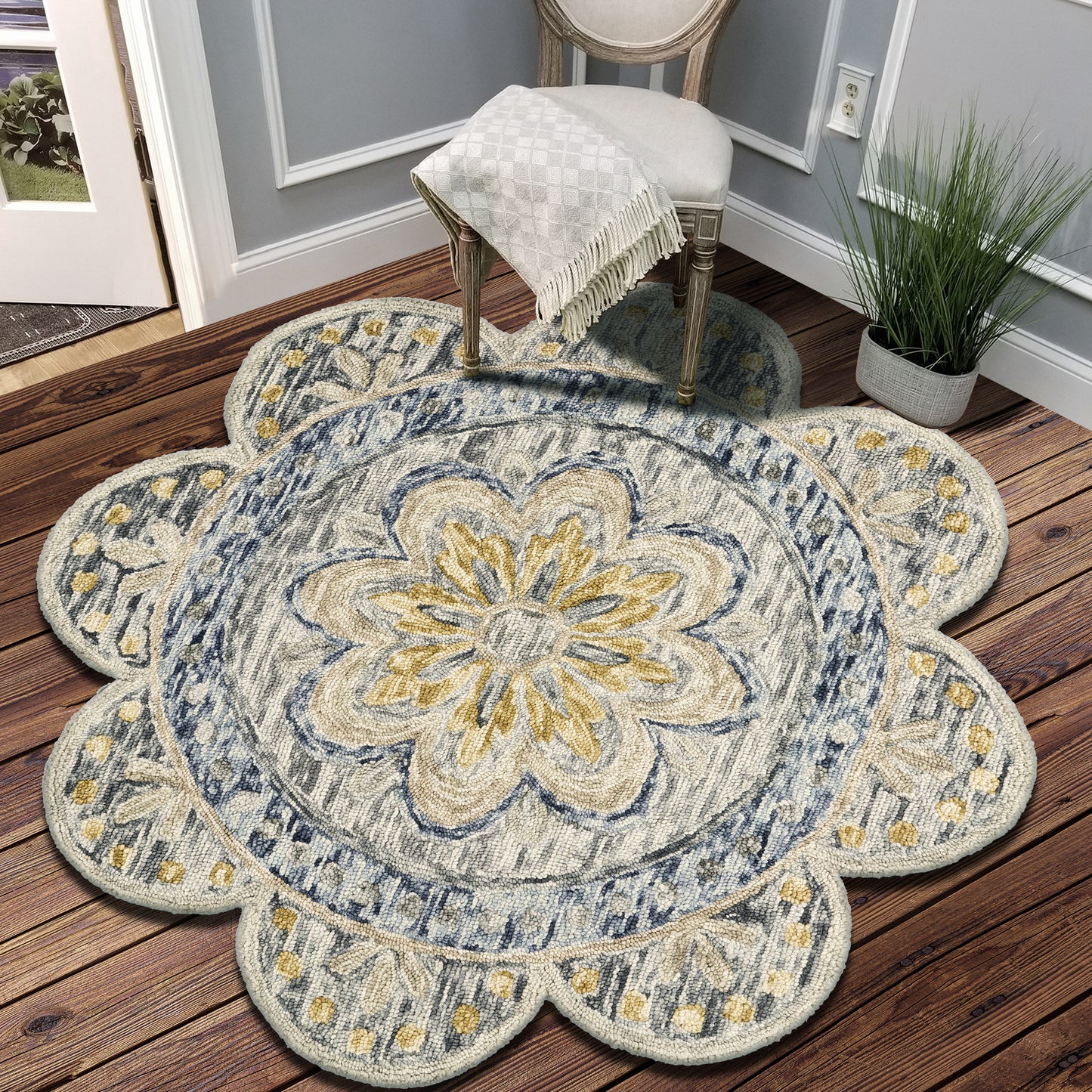 Dazzle-54092 Contemporary Hand-Tufted Gray Cotton Indoor Area Rug - LR Home