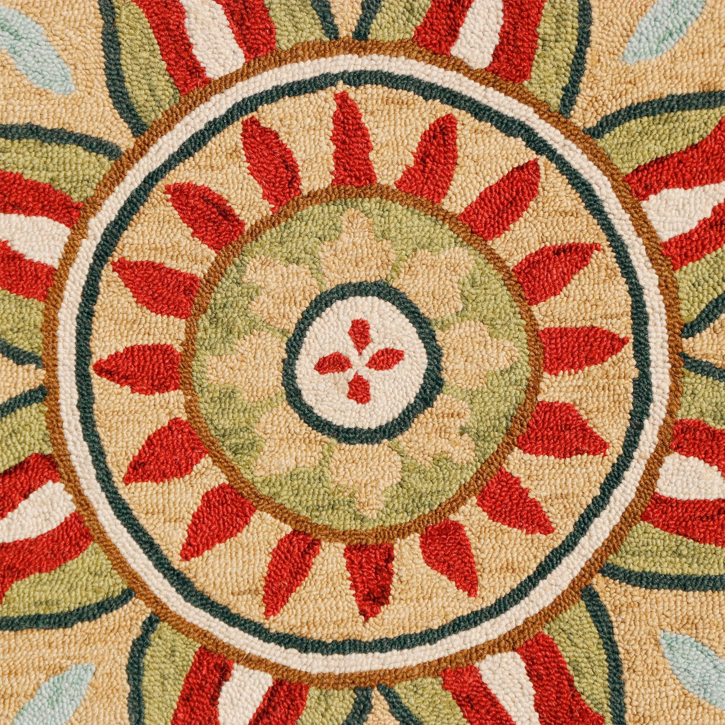 DAZZL-82264 Bohemian/Eclectic Hand-Tufted Red/Green Wool Indoor Area Rugs - LR Home