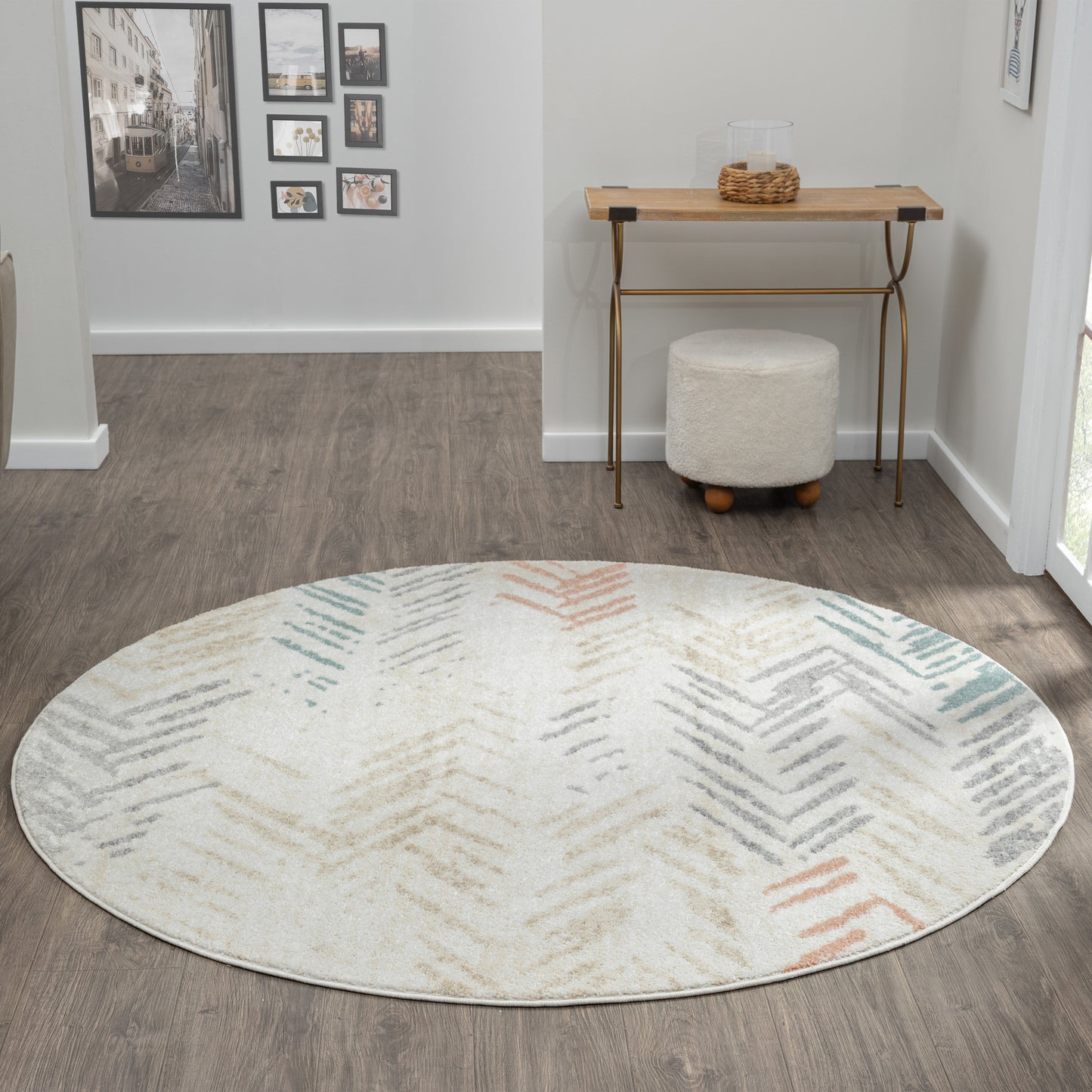 Dune-81661 Bohemian/Eclectic Power-Loomed Ivory/Beige/Pink/Teal/Gray Jute Indoor Area Rug - LR Home