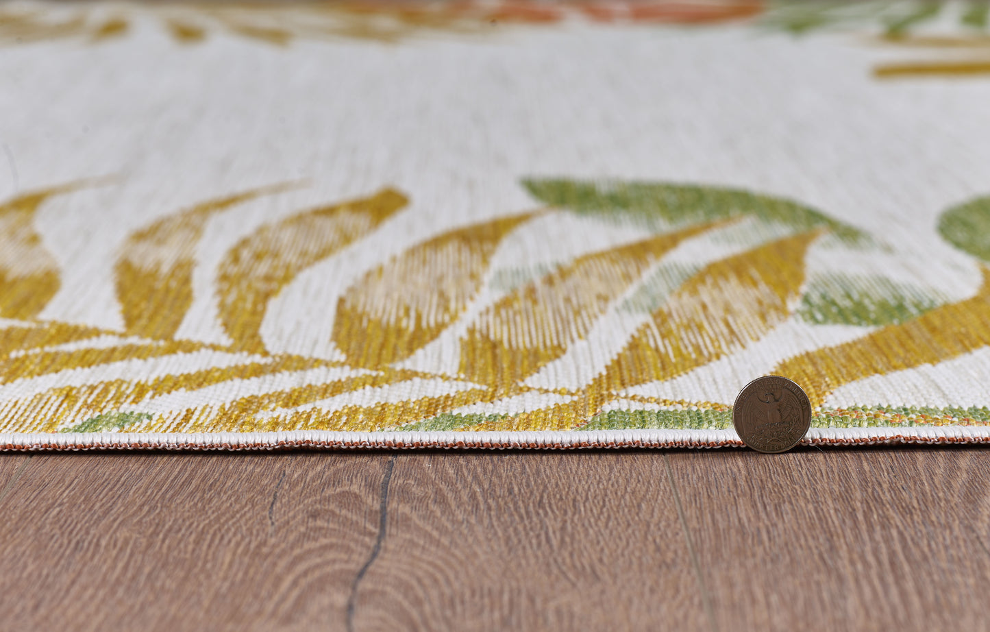 Dahlia 1403 Ivory/Rust Tropical Border Machine Woven Performance Area Rug - KAS