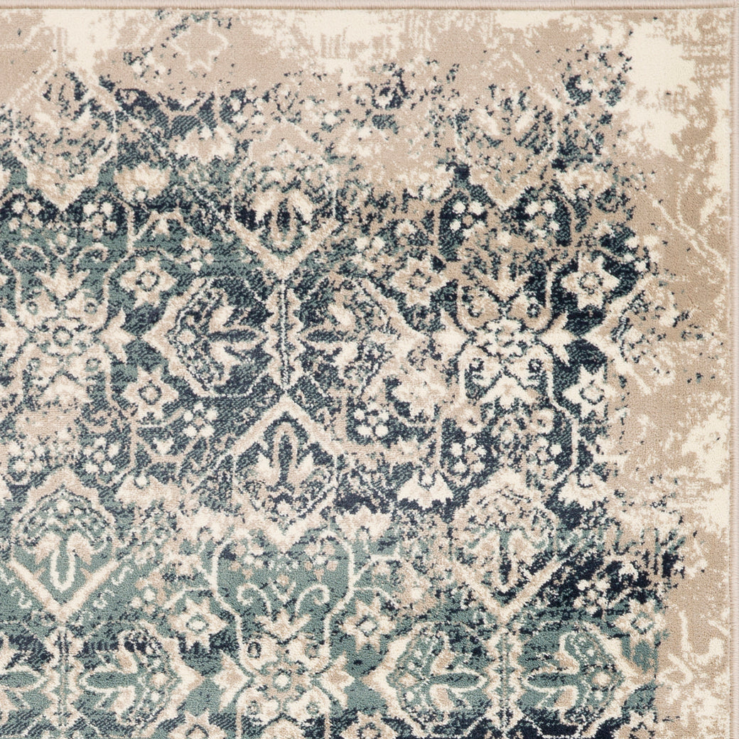 Heritage 9372 Ivory/Blue Anna Machine Woven Performance Area Rug - KAS