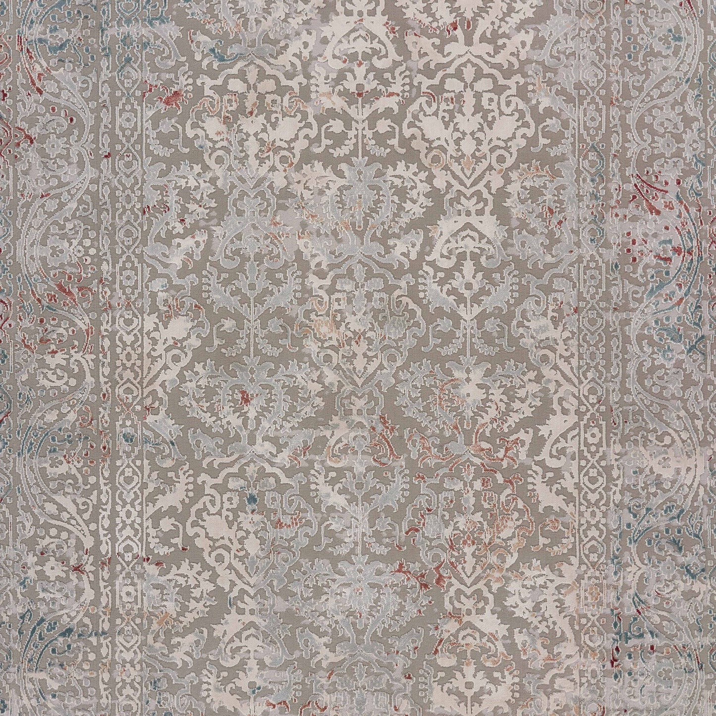 Imagine-81515 Modern Power-Loomed Gray/Ivory/Slate Blue/Wine Red Cotton Indoor Area Rug - LR Home