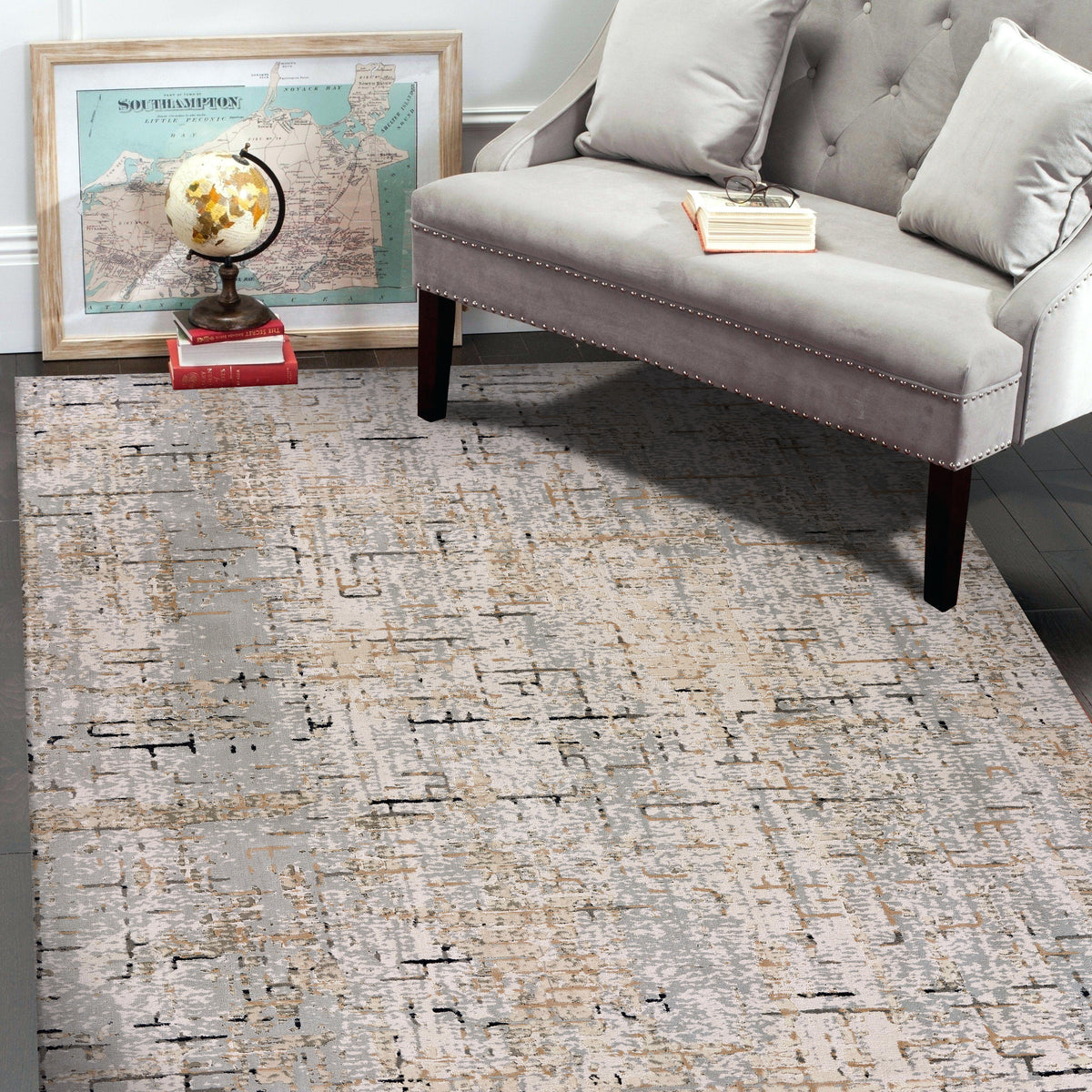 Neutral Transitional Geometric Contemporary Accent Rug - color swatch