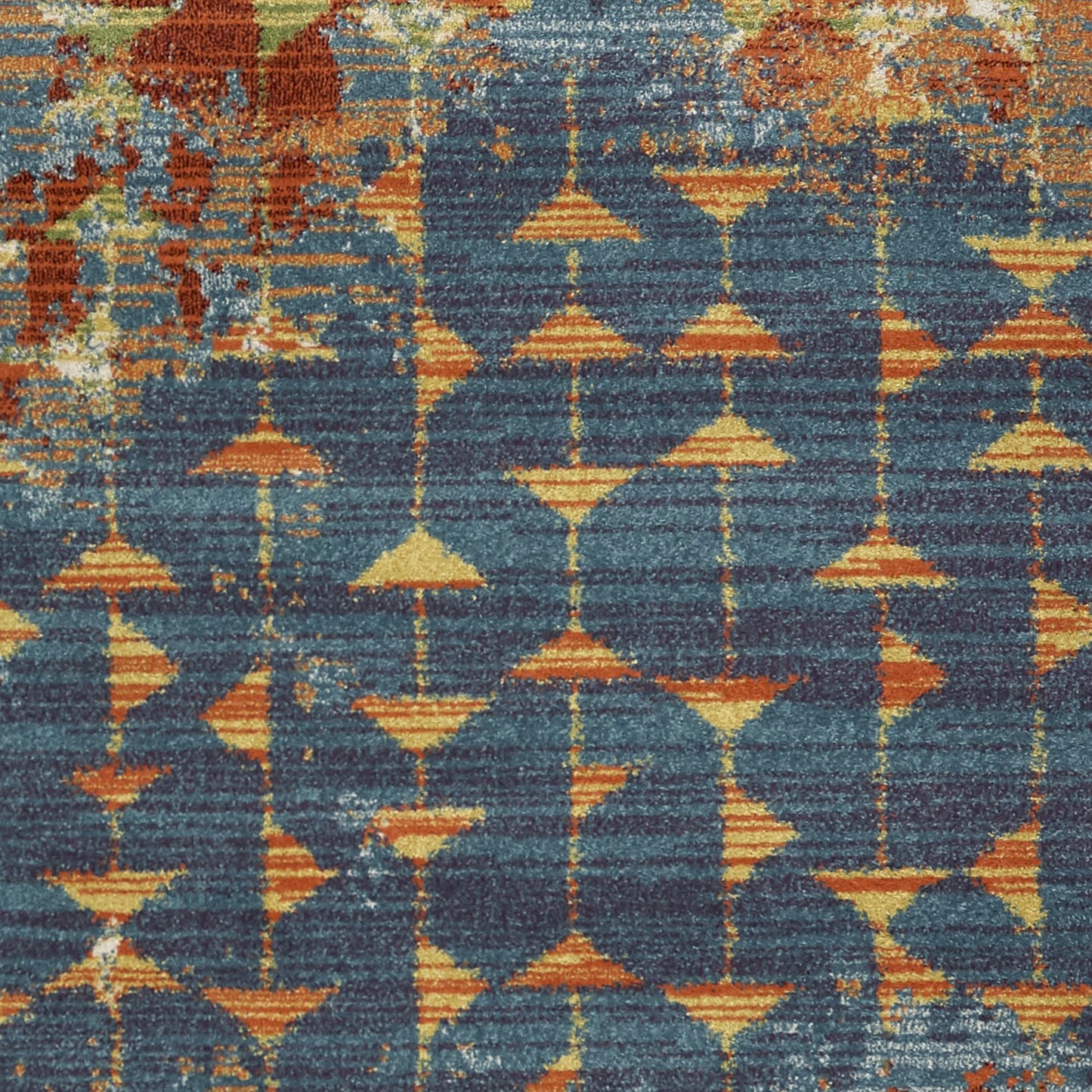 Illusions 6208 Blue/Coral Elements Machine Woven Performance Area Rug - KAS
