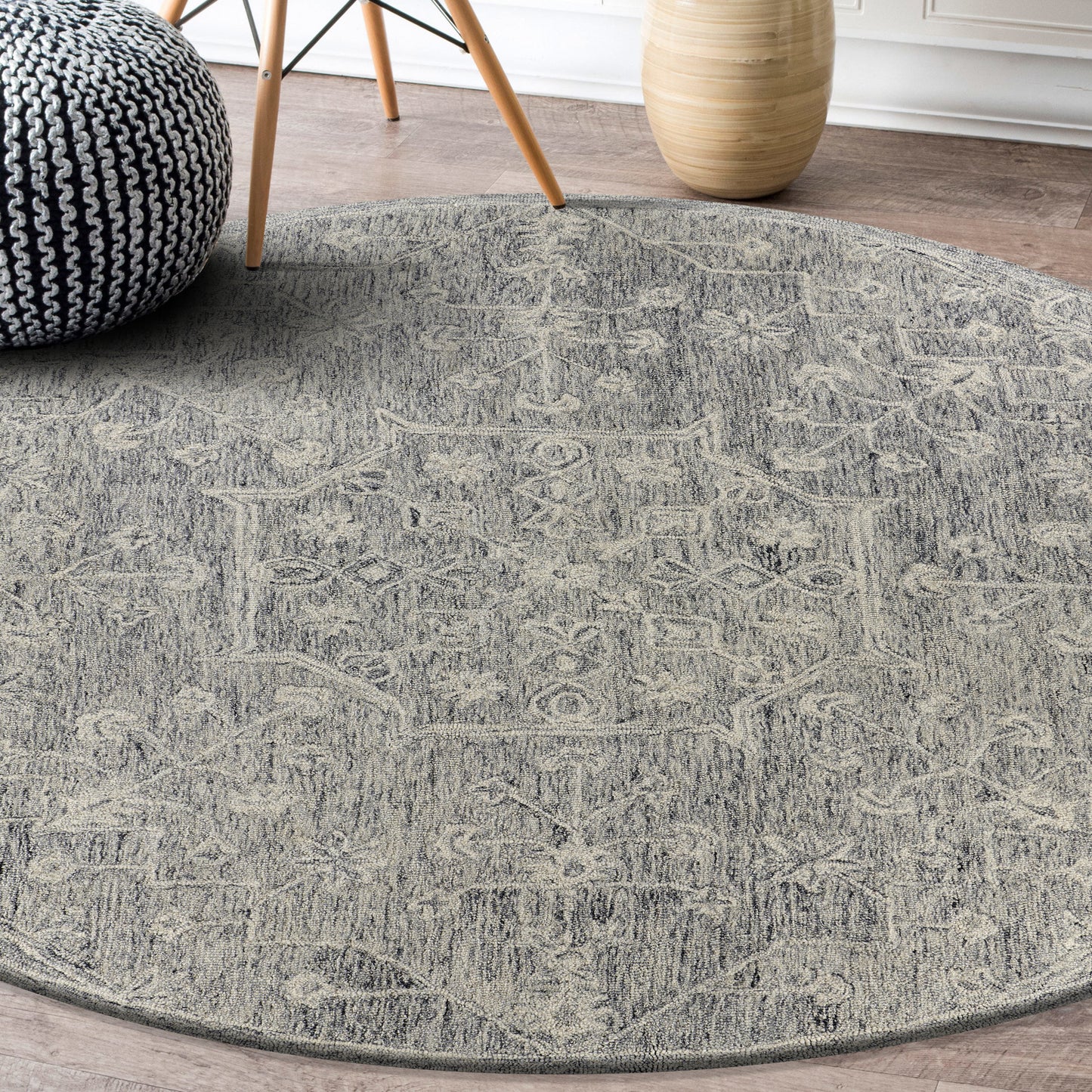 JUNIP-81571 Transitional/Casual Hand-Woven Silver/Gray Wool Indoor Area Rugs - LR Home