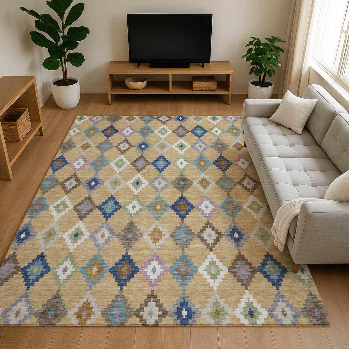 Luxury Washable Kenner KN10 Gold Rug