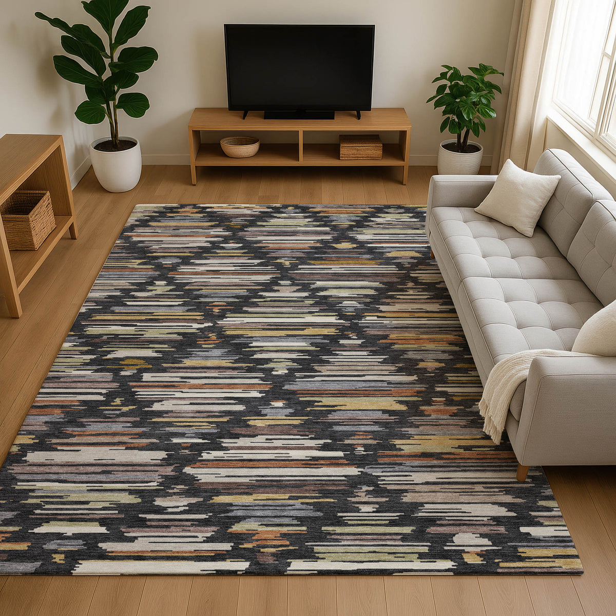 Luxury Washable Kenner KN2 Black Rug