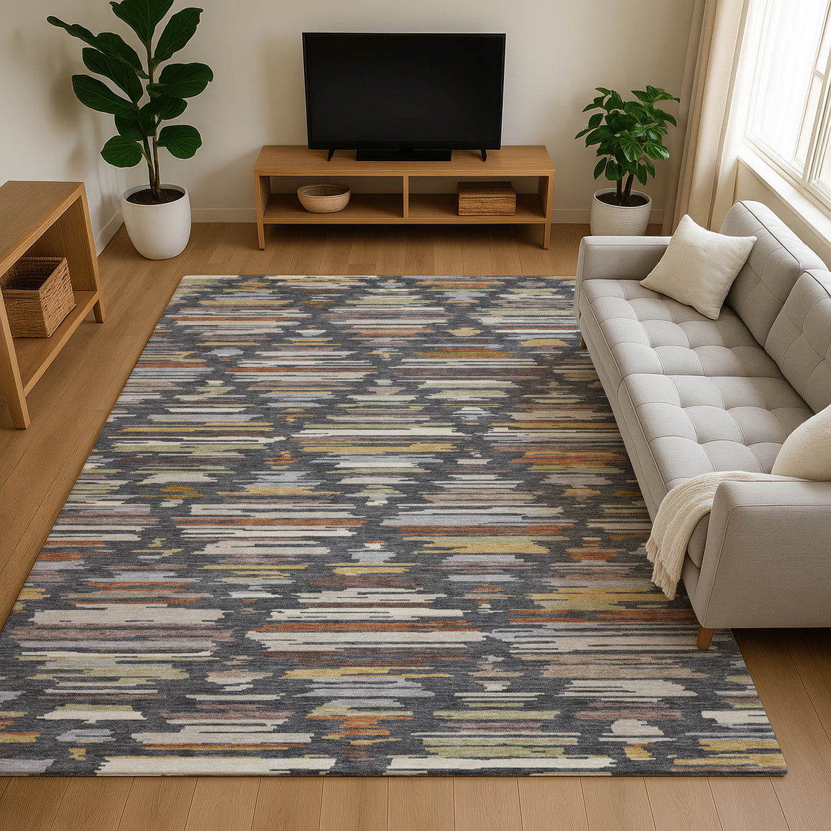 Luxury Washable Kenner KN2 Charcoal Rug