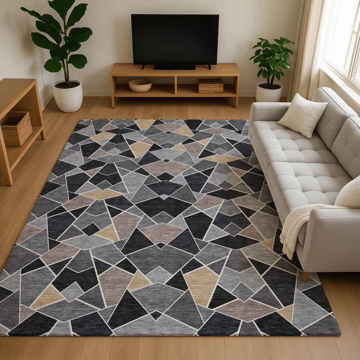 Luxury Washable Kenner KN8 Black Rug