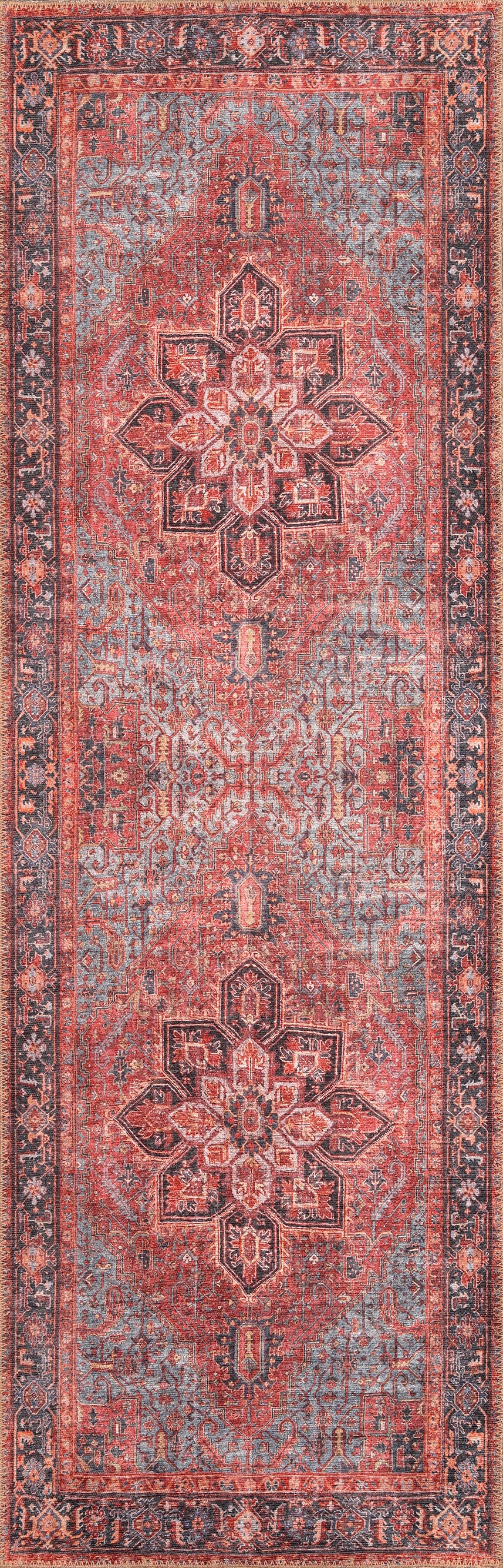 London 4805 Red Anna Machine Woven Washable Performance Area Rug - KAS