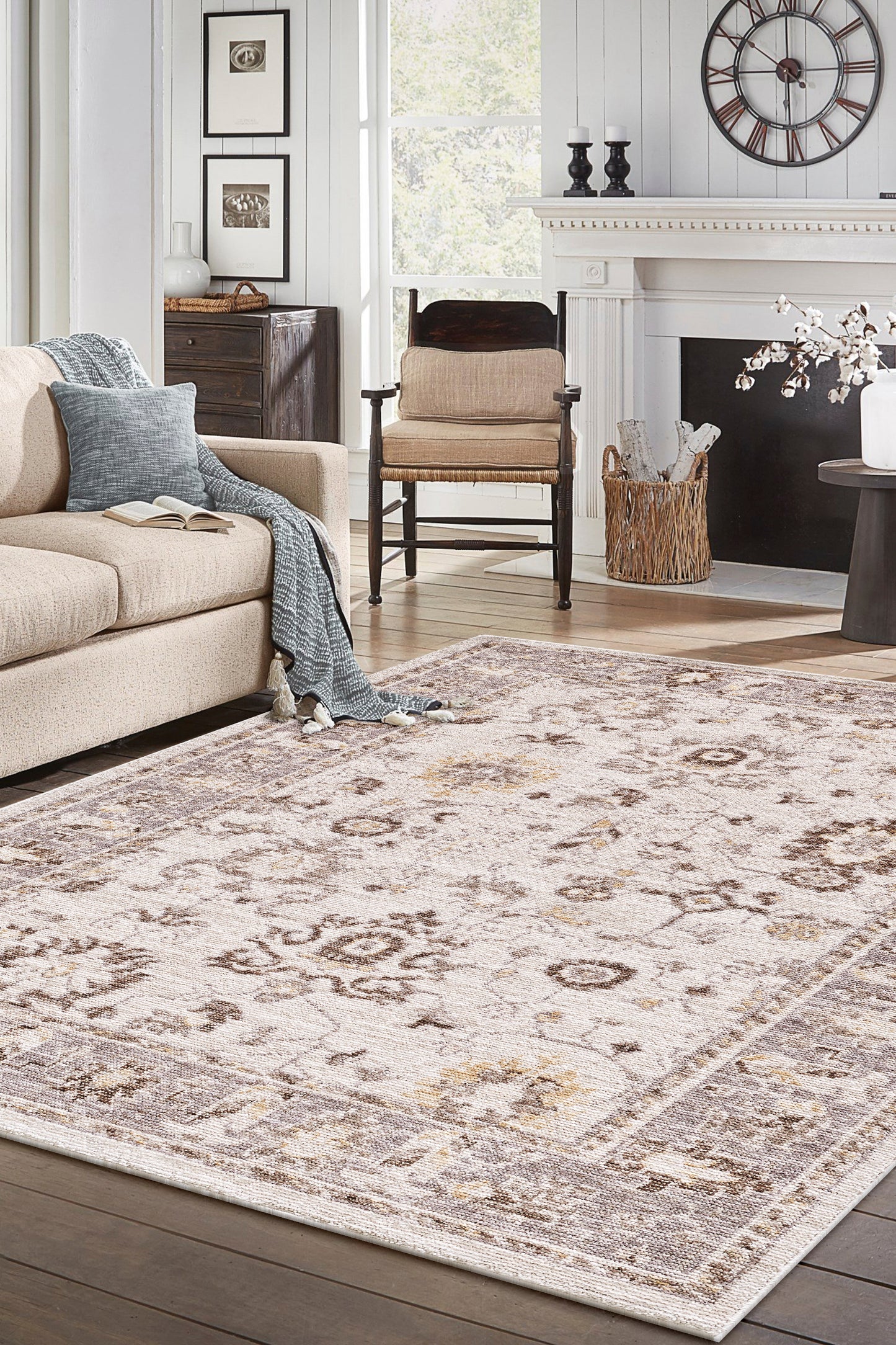 Mira 4613 Ivory/Grey Luna Machine WovenPerformance Area Rug - KAS