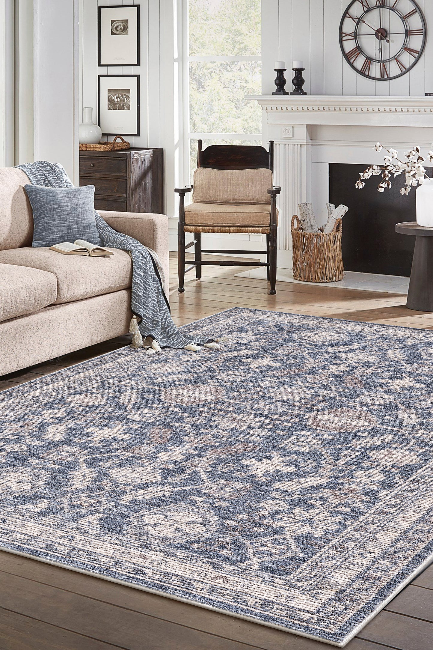 Mira 4615 Denim Greenwich Machine WovenPerformance Area Rug - KAS