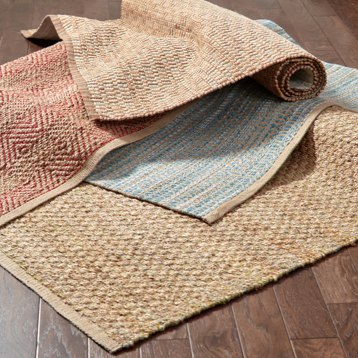 Natural Fiber-03301 Coastal Hand-Woven Natural/Green Cotton Indoor Area Rug - LR Home