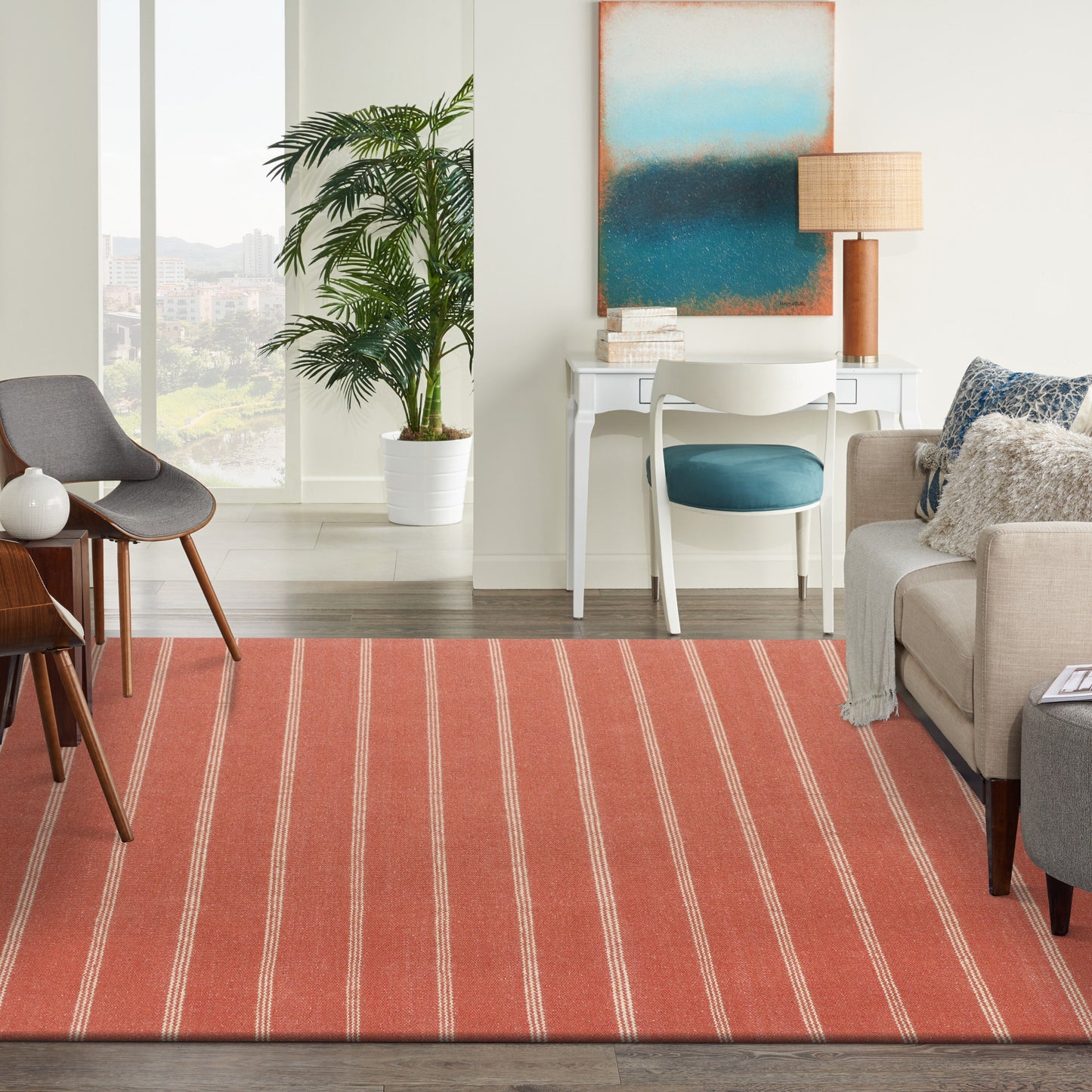 NATUR-03394 Nautical/Coastal Hand-Woven Cinnamon/Tan Jute Blend Indoor Area Rugs - LR Home