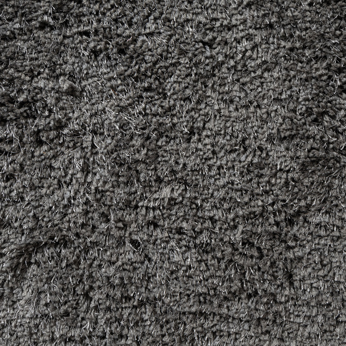 Black Shag Solid Hand-Loomed Polyester Indoor Area Rug - color swatch