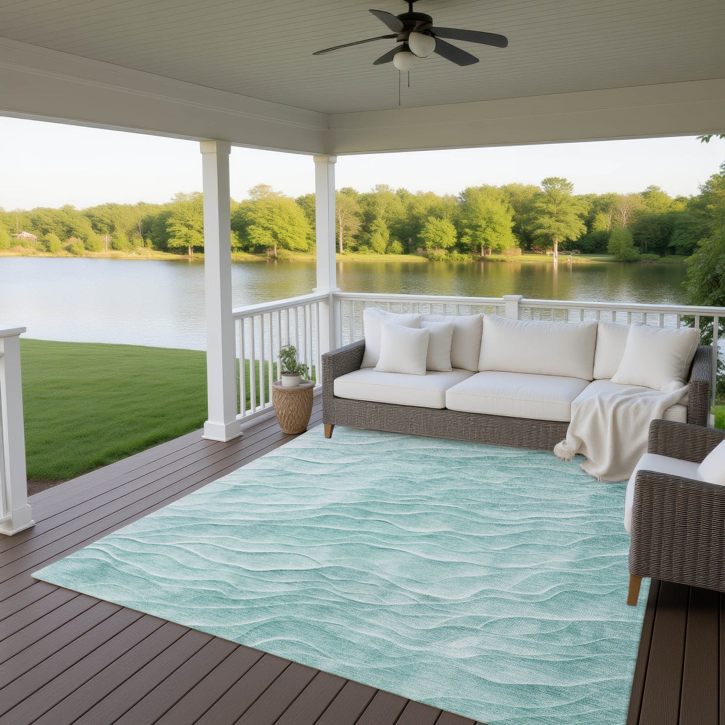 Machine Made Pacifica PA1 Aqua - Dalyn Rugs