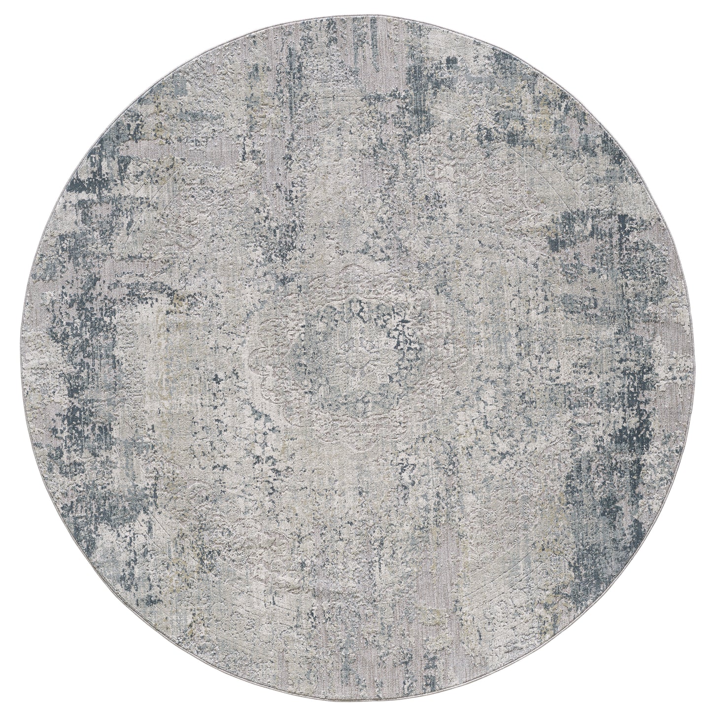 Peyton 4006 Grey Blue Medallion Machine Woven Performance Area Rug - KAS