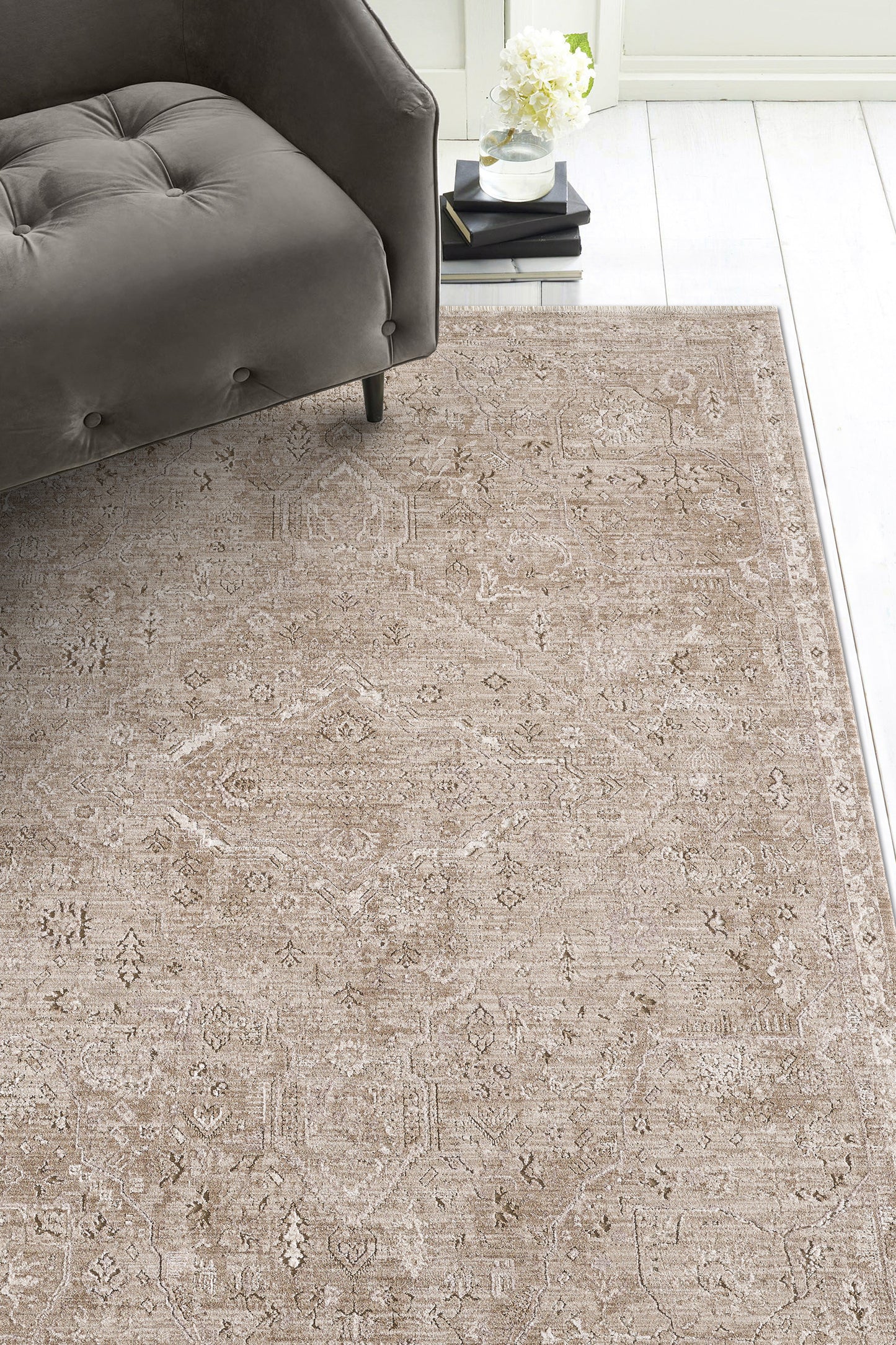 Portia 4900 Taupe Winslow Machine WovenPerformance Area Rug - KAS