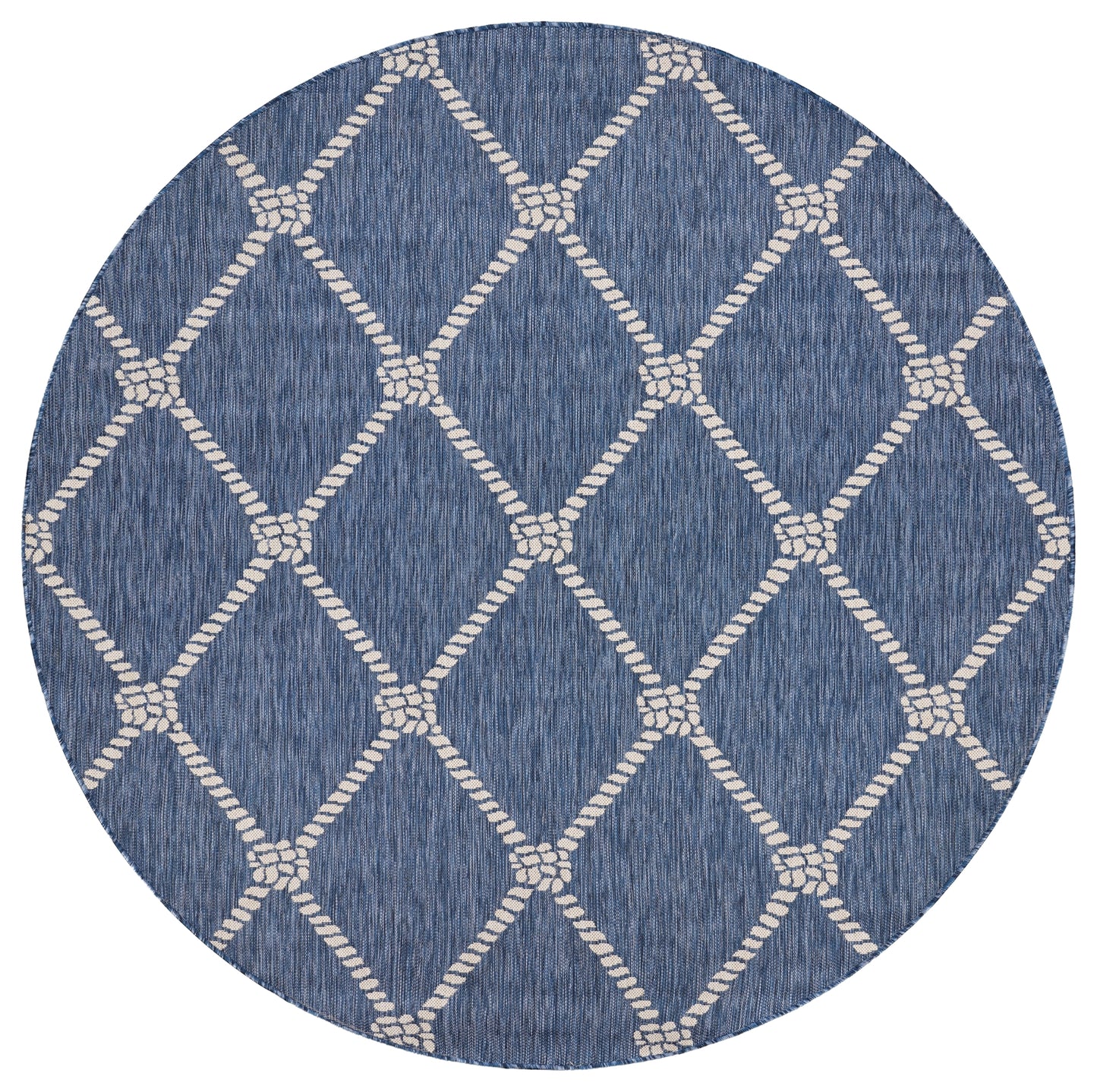 Seaside-81875 Nautical Power-Loomed Navy/White Polypropylene Indoor/Outdoor Area Rug - LR Home