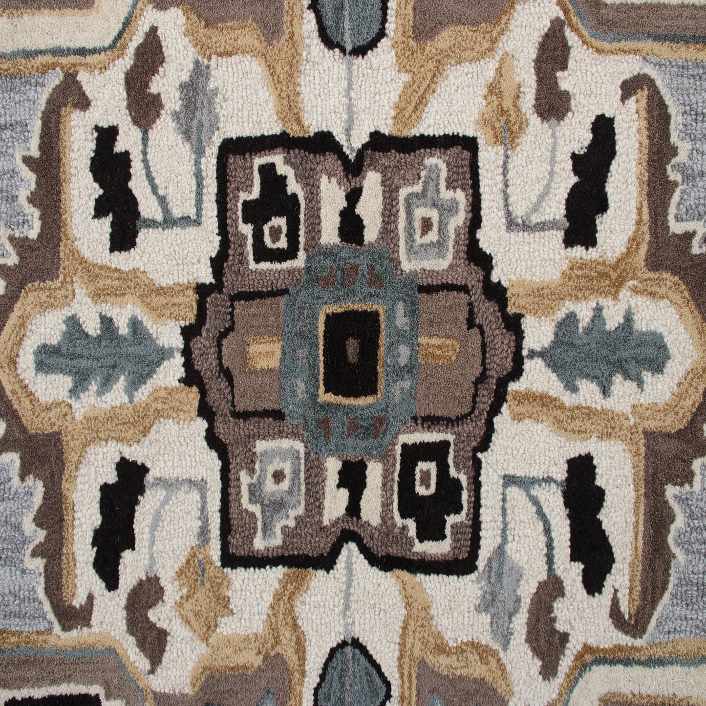 Shapes-50922 Traditional Hand-Tufted Black/Mocha Cotton Indoor Area Rug - LR Home
