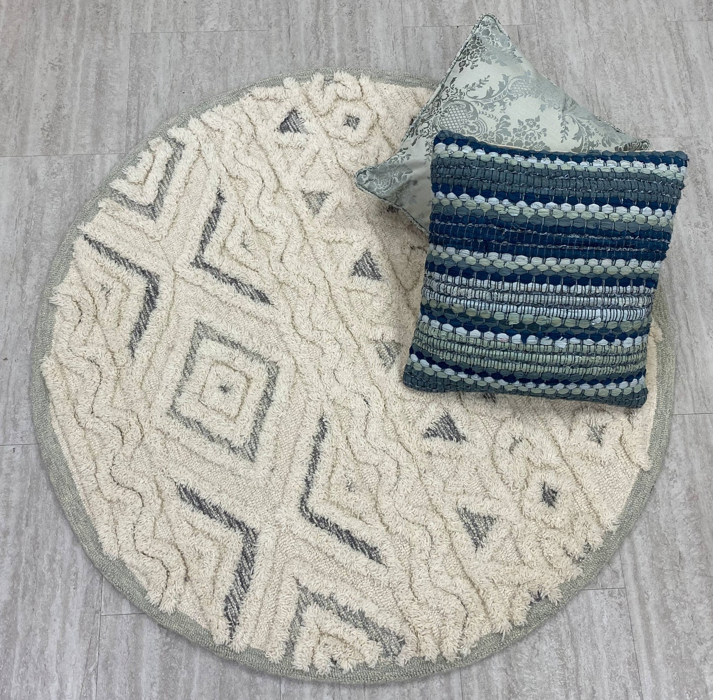 SINUO-54115 Modern/Contemporary Hand-Tufted Cream/Light Blue/Gray Wool Indoor Area Rugs - LR Home