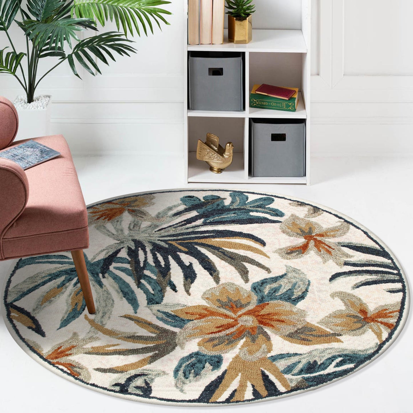 SINUO-54118 Tropical Hand-Tufted Multi/White/Blue/Tan Wool Indoor Area Rugs - LR Home