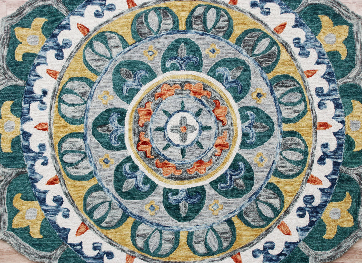 Sinuous-54162 Casual Hand-Tufted Multi/Teal/Yellow/White/Orange/Gray Cotton Indoor Area Rug - LR Home