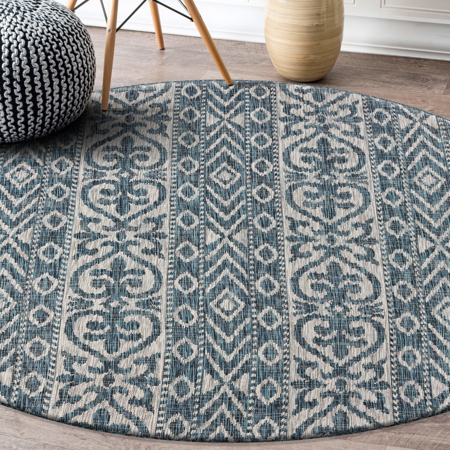 SUNSH-81242 Transitional/Casual Machine Made Teal Polypropylene Indoor/Outdoor Area Rugs - LR Home