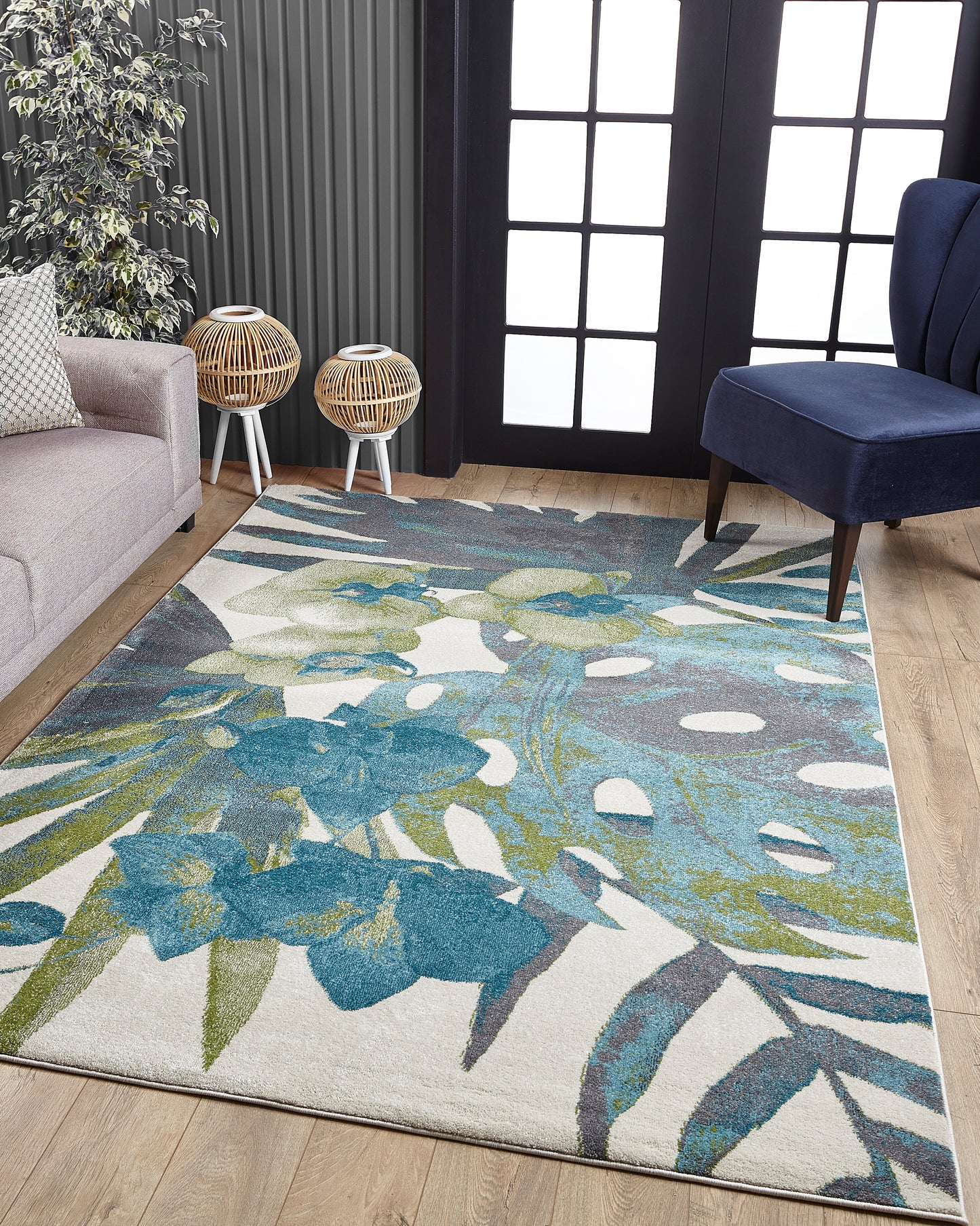 Stella 6275 Green Palms Machine Woven Performance Area Rug - KAS