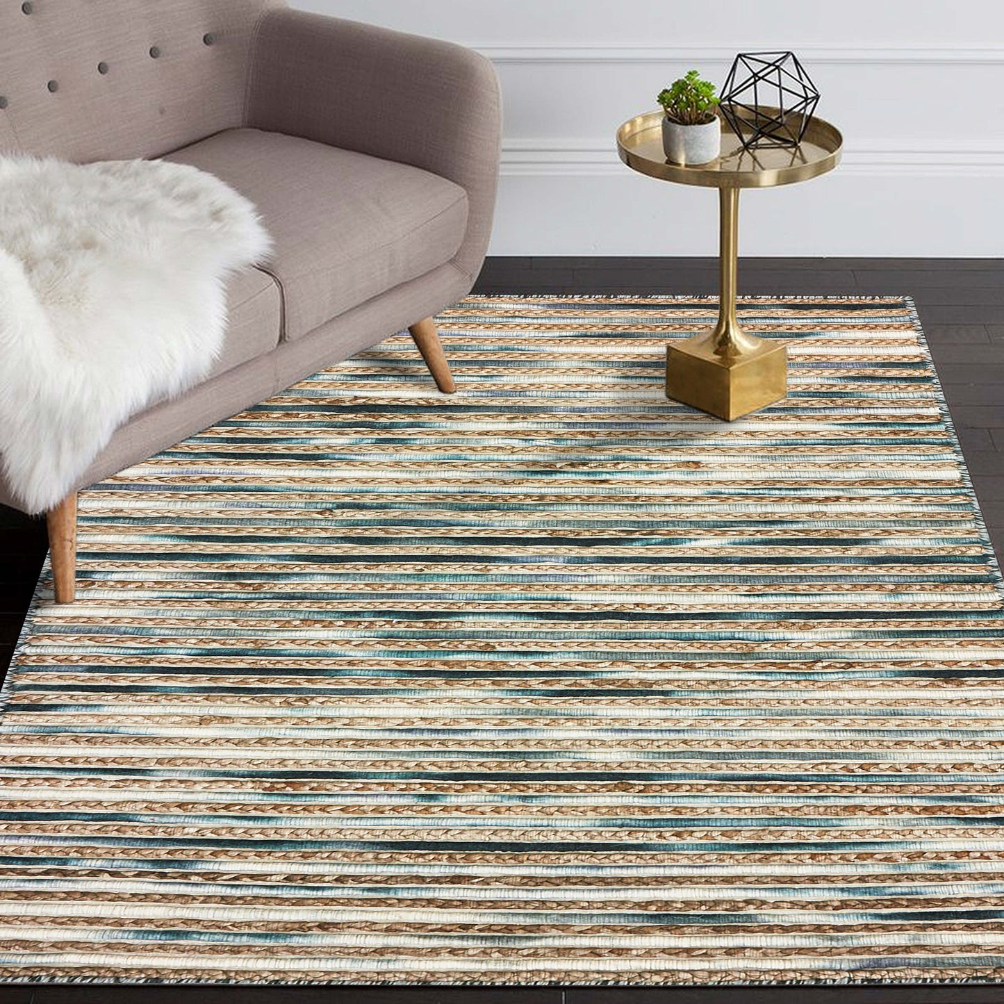 Topanga-81322 Coastal Handmade Dark Gray Cotton Indoor Area Rug - LR Home