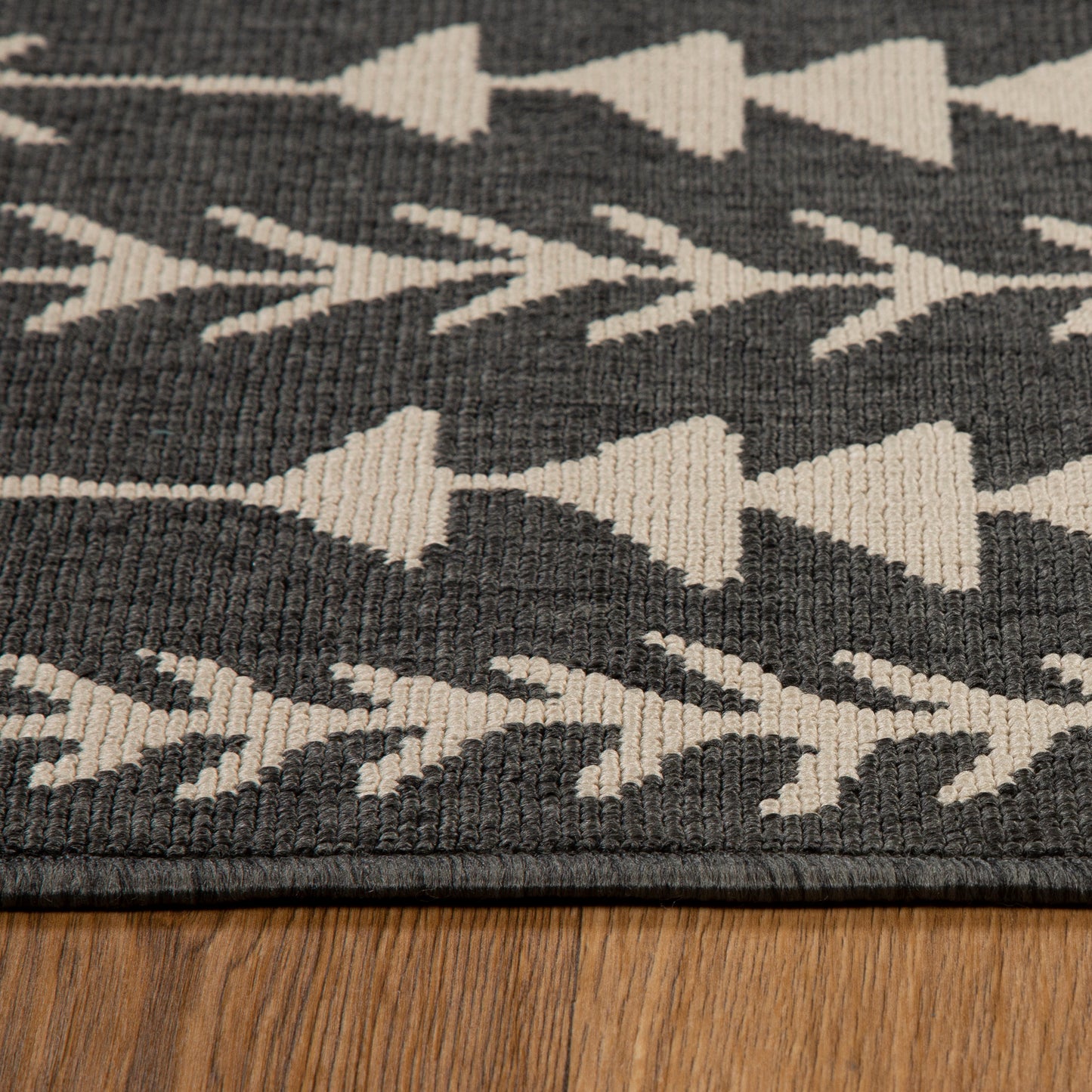 TRIBU-82496 Southwestern Machine Made Black/Ivory Polypropylene Indoor/Outdoor Area Rugs - LR Home